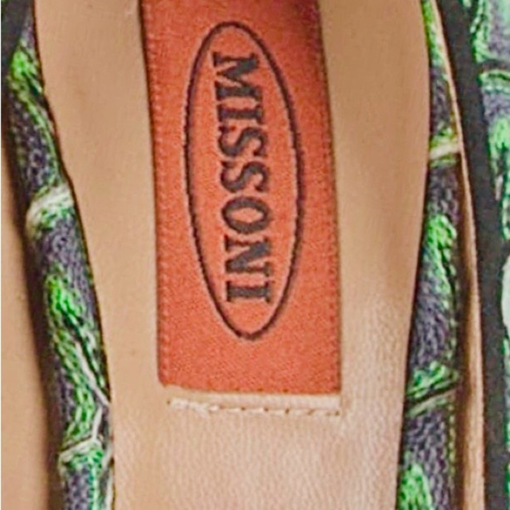 Missoni Green Printed Pumps Black Heels Shoes w/Box & Dustbag 6.5 - Picture 5 of 11